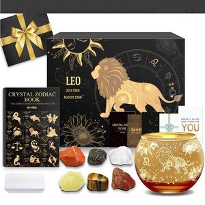 🆕 Leo Zodiac Crystals & Candle Holder Gift Set